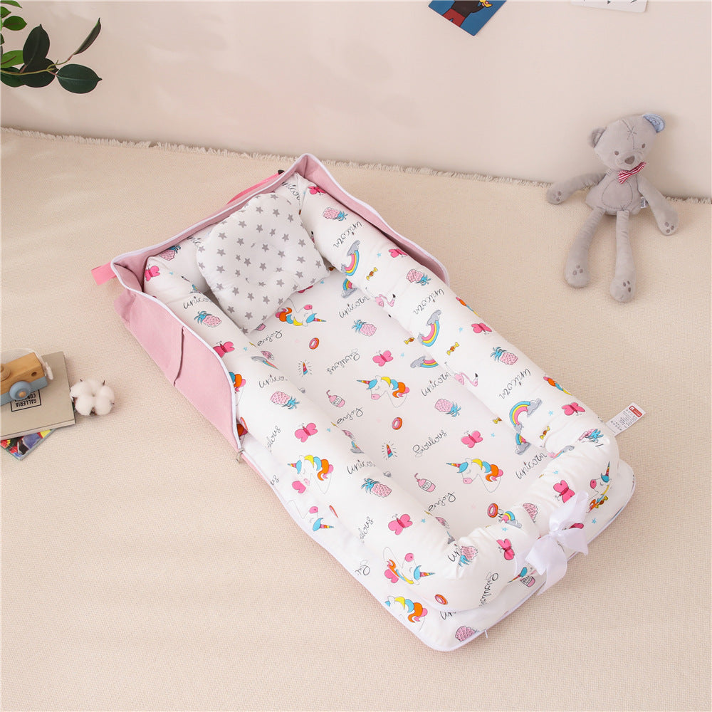 AGOGOLIFE Baby Lounger – Portable Newborn Nest with Pillow & Foldable Mattress, Soft Cotton Crib for Travel or Home-25
