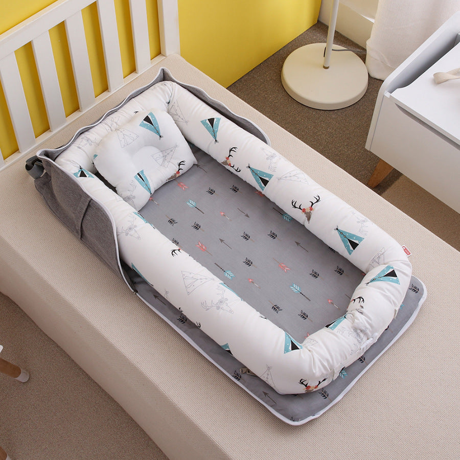 AGOGOLIFE Baby Lounger – Portable Newborn Nest with Pillow & Foldable Mattress, Soft Cotton Crib for Travel or Home-28