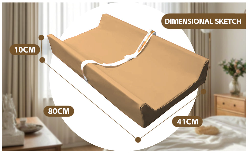 AGOGOLIFE BABY Changing Pad – Waterproof PU Leather, Soft Cushioned Mat with Safety Strap for Comfortable Nappy Changes-COFFE