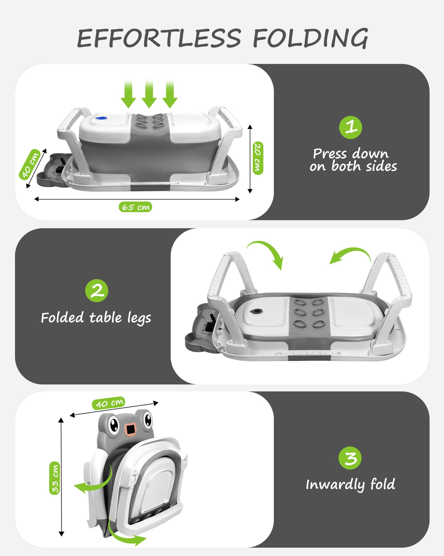 AGOGOLIFE Foldable Baby Bathtub with Thermometer – Grey Frog Design, Suspension Cushion for 0–24 Months, Space-Saving, Anti-Slip & Portable Baby Bath Tub (Copy)