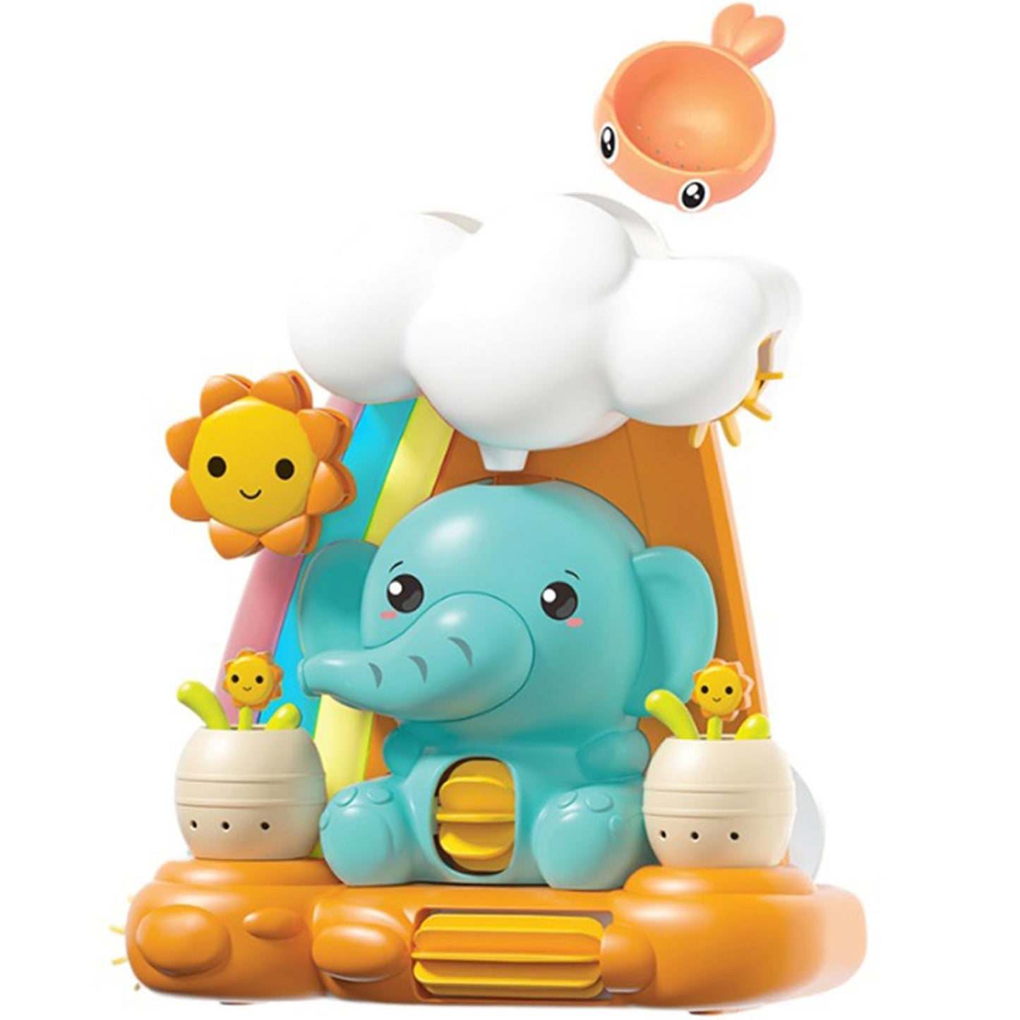 🐘 Elephant Waterfall Bath Toy – Rain Shower Sensory Toy for Toddlers with Suction Cups, Spinning Wheels & Cloud Pour