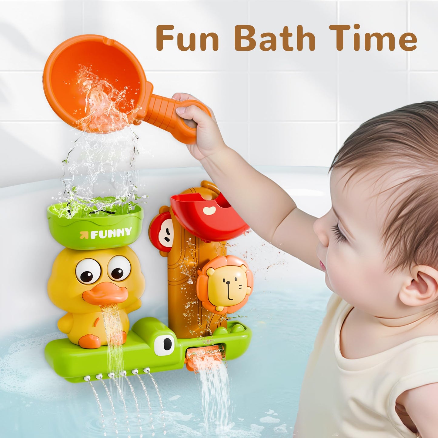 🐤 Duck Rain Shower Bath Toy – Interactive Waterfall Toy for Babies & Toddlers with Pouring Cup, Suction & Sensory Fun