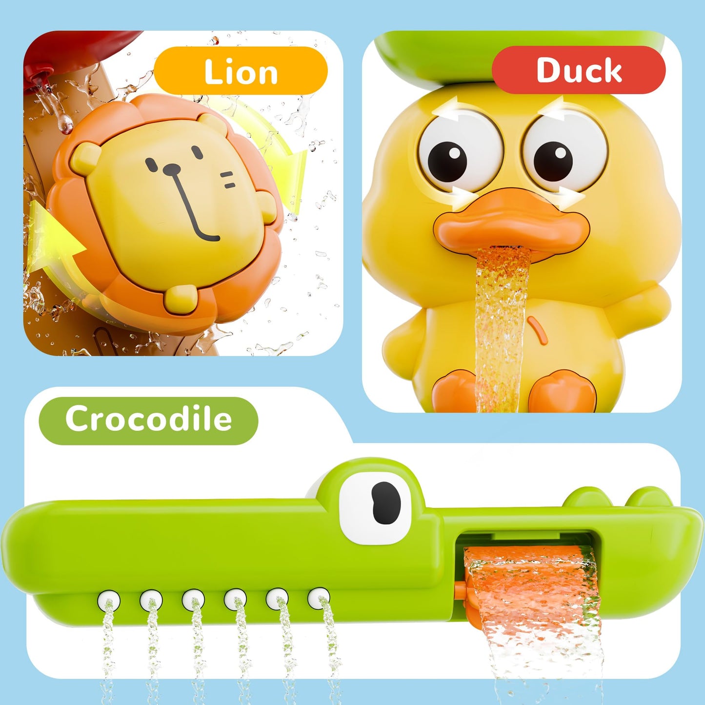 🐤 Duck Rain Shower Bath Toy – Interactive Waterfall Toy for Babies & Toddlers with Pouring Cup, Suction & Sensory Fun