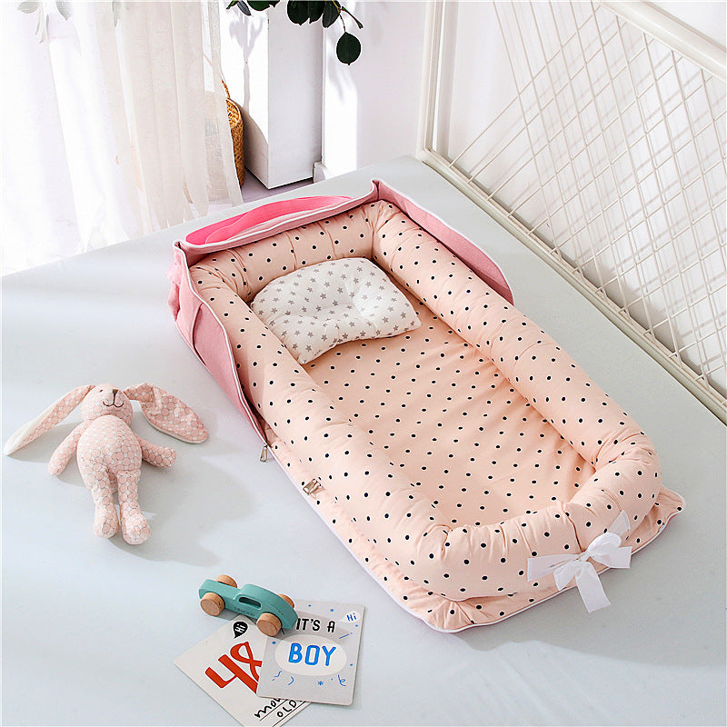 AGOGOLIFE  Baby Lounger – Portable Newborn Nest with Pillow & Foldable Mattress, Soft Cotton Crib for Travel or Home-07