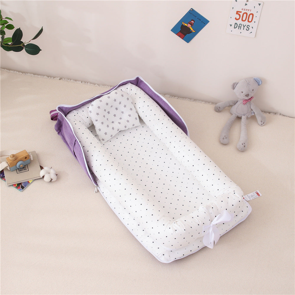 AGOGOLIFE  Baby Lounger – Portable Newborn Nest with Pillow & Foldable Mattress, Soft Cotton Crib for Travel or Home-08