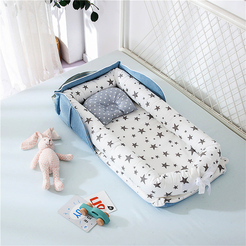 AGOGOLIFE  Baby Lounger – Portable Newborn Nest with Pillow & Foldable Mattress, Soft Cotton Crib for Travel or Home-09