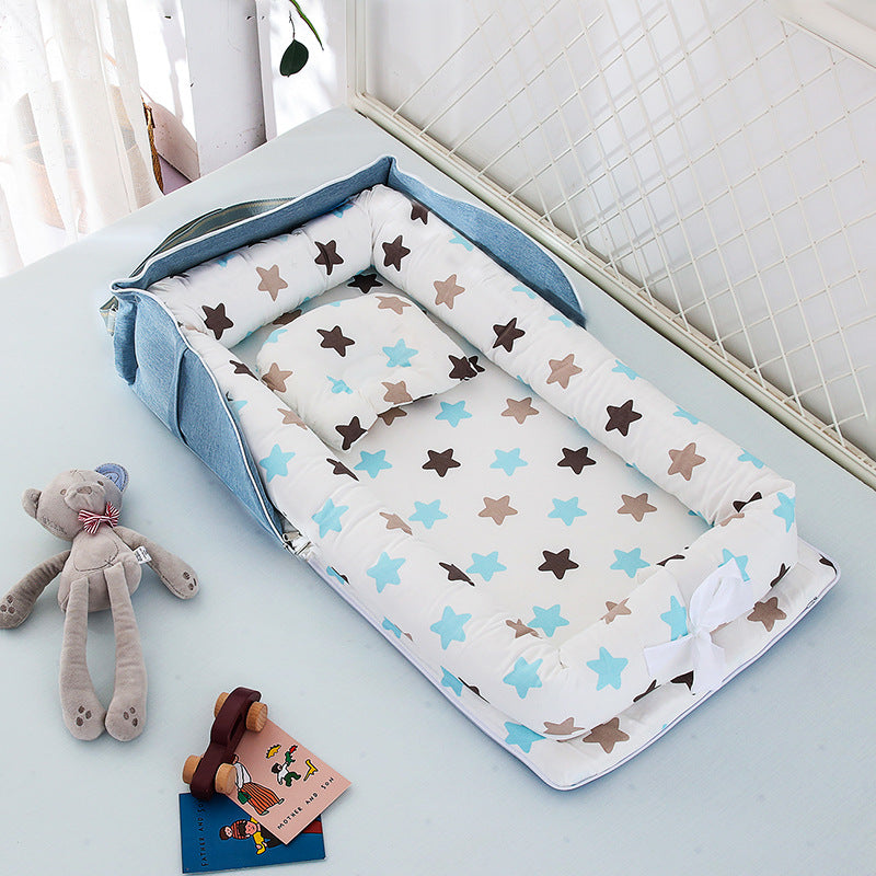 AGOGOLIFE  Baby Lounger – Portable Newborn Nest with Pillow & Foldable Mattress, Soft Cotton Crib for Travel or Home-14