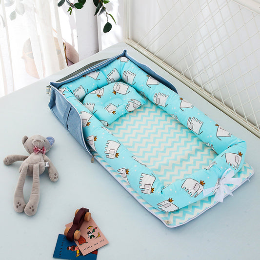 AGOGOLIFE  Baby Lounger – Portable Newborn Nest with Pillow & Foldable Mattress, Soft Cotton Crib for Travel or Home-17