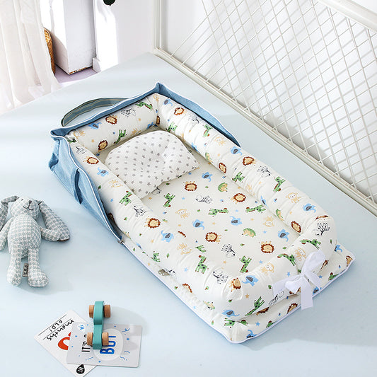 AGOGOLIFE  Baby Lounger – Portable Newborn Nest with Pillow & Foldable Mattress, Soft Cotton Crib for Travel or Home-21