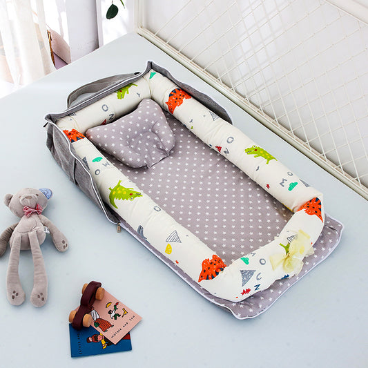 AGOGOLIFE  Baby Lounger – Portable Newborn Nest with Pillow & Foldable Mattress, Soft Cotton Crib for Travel or Home-22