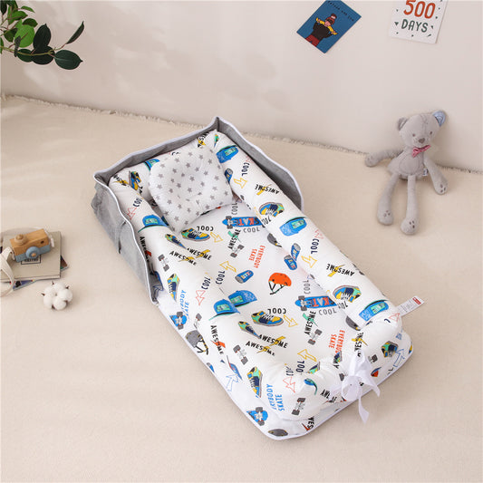 AGOGOLIFE  Baby Lounger – Portable Newborn Nest with Pillow & Foldable Mattress, Soft Cotton Crib for Travel or Home-26