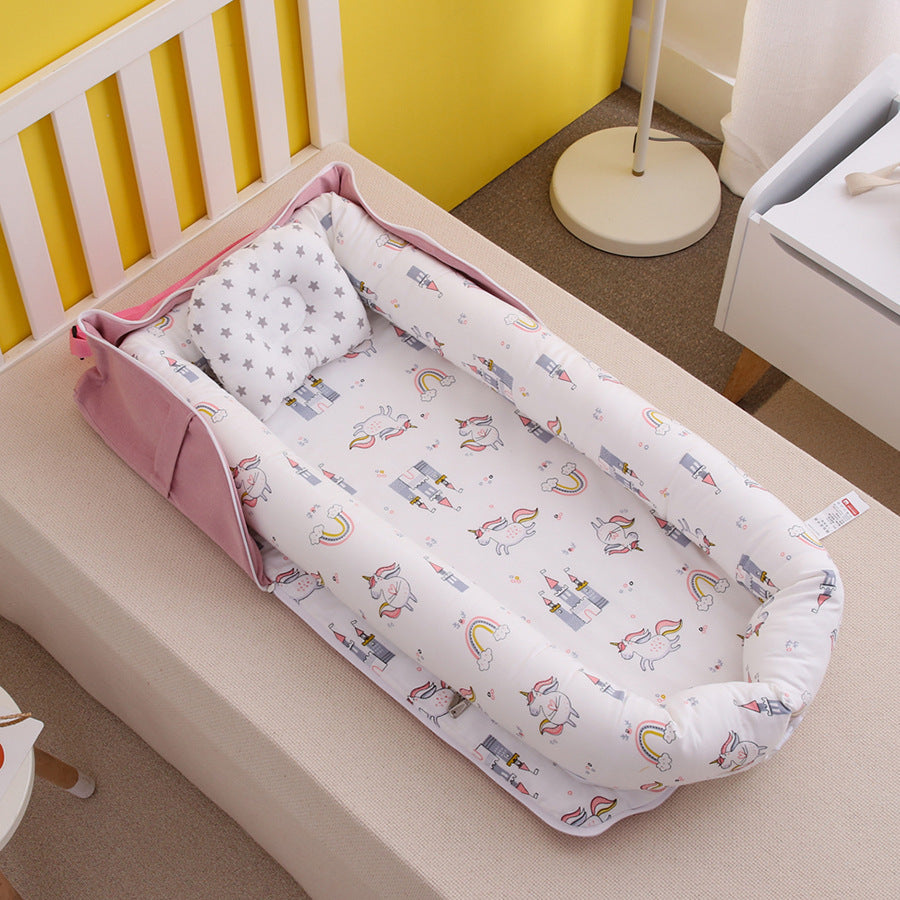 AGOGOLIFE  Baby Lounger – Portable Newborn Nest with Pillow & Foldable Mattress, Soft Cotton Crib for Travel or Home-30