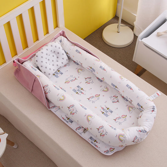 AGOGOLIFE  Baby Lounger – Portable Newborn Nest with Pillow & Foldable Mattress, Soft Cotton Crib for Travel or Home-30