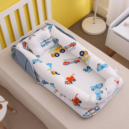 AGOGOLIFE  Baby Lounger – Portable Newborn Nest with Pillow & Foldable Mattress, Soft Cotton Crib for Travel or Home-31