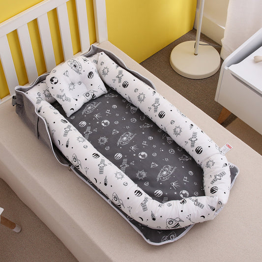 AGOGOLIFE  Baby Lounger – Portable Newborn Nest with Pillow & Foldable Mattress, Soft Cotton Crib for Travel or Home-32