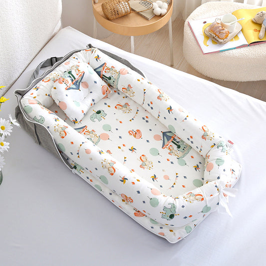 AGOGOLIFE  Baby Lounger – Portable Newborn Nest with Pillow & Foldable Mattress, Soft Cotton Crib for Travel or Home-35