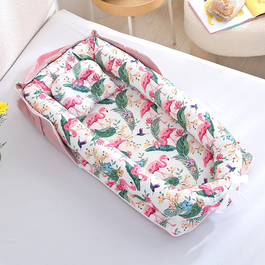 AGOGOLIFE  Baby Lounger – Portable Newborn Nest with Pillow & Foldable Mattress, Soft Cotton Crib for Travel or Home-37