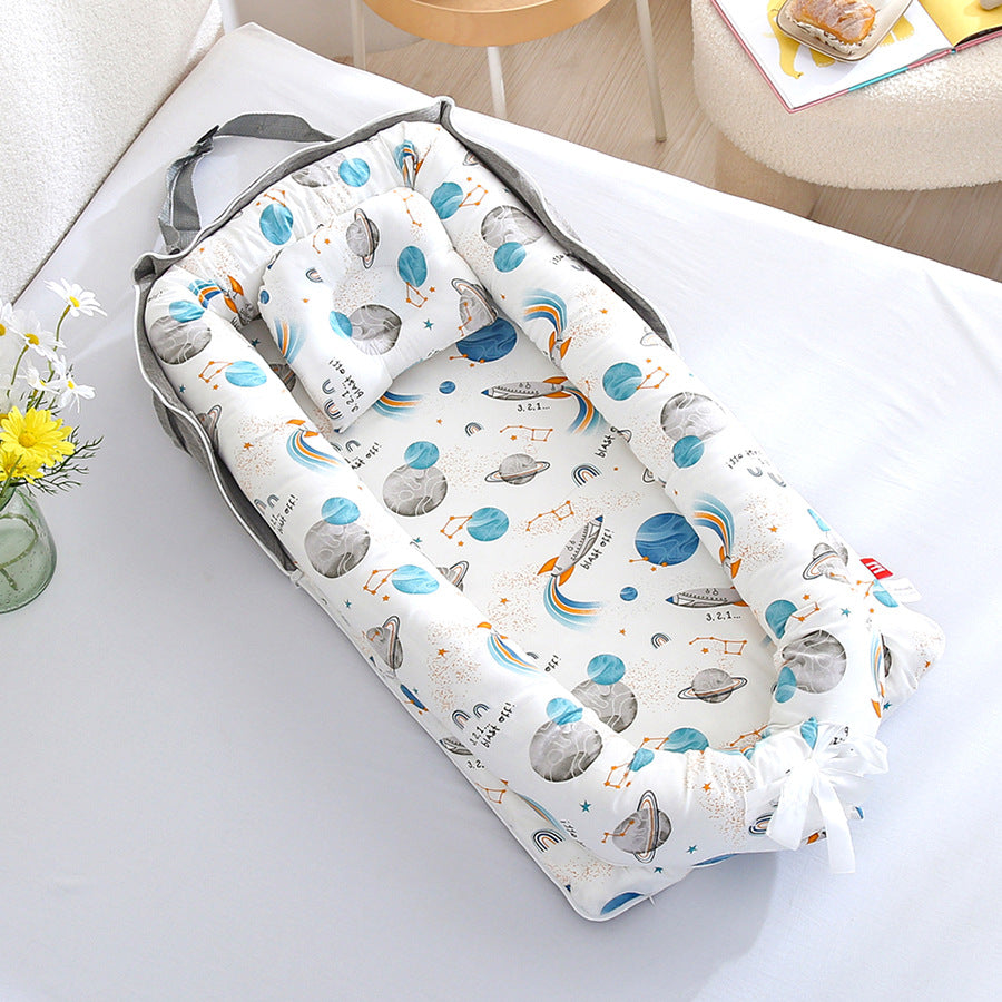 AGOGOLIFE  Baby Lounger – Portable Newborn Nest with Pillow & Foldable Mattress, Soft Cotton Crib for Travel or Home-38