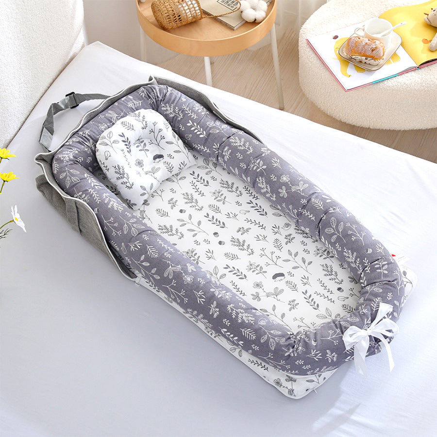 AGOGOLIFE  Baby Lounger – Portable Newborn Nest with Pillow & Foldable Mattress, Soft Cotton Crib for Travel or Home-39
