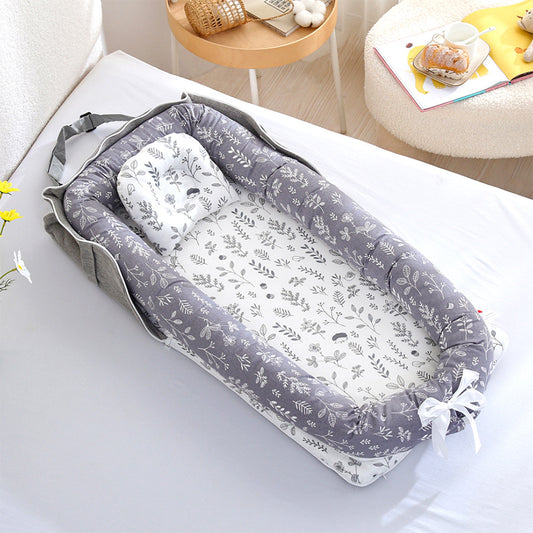 AGOGOLIFE  Baby Lounger – Portable Newborn Nest with Pillow & Foldable Mattress, Soft Cotton Crib for Travel or Home-39