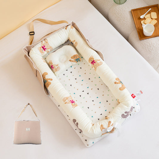 AGOGOLIFE  Baby Lounger – Portable Newborn Nest with Pillow & Foldable Mattress, Soft Cotton Crib for Travel or Home-46