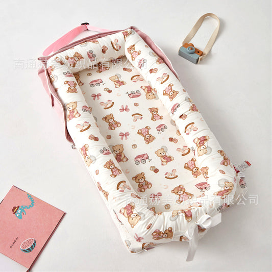 AGOGOLIFE  Baby Lounger – Portable Newborn Nest with Pillow & Foldable Mattress, Soft Cotton Crib for Travel or Home-47