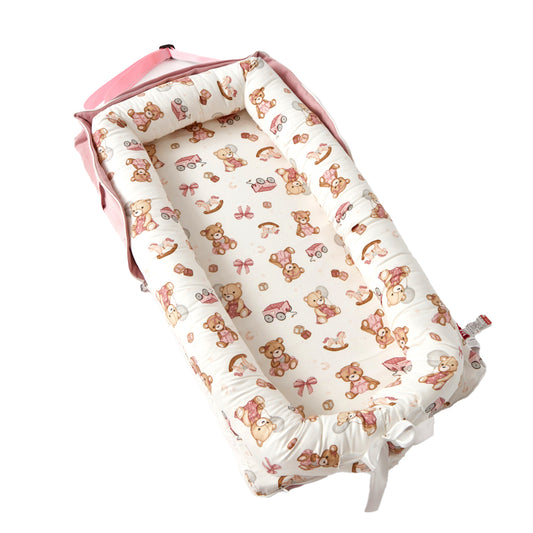 AGOGOLIFE  Baby Lounger – Portable Newborn Nest with Pillow & Foldable Mattress, Soft Cotton Crib for Travel or Home-47