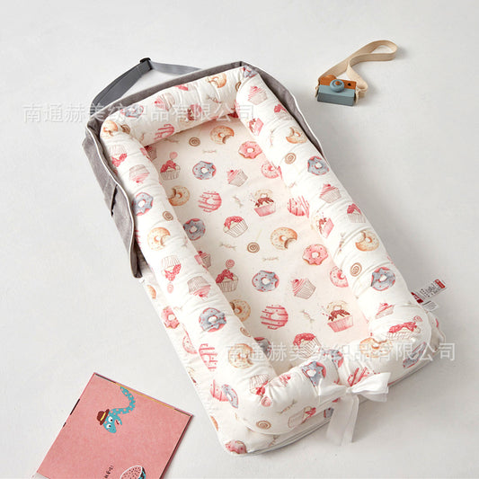 AGOGOLIFE  Baby Lounger – Portable Newborn Nest with Pillow & Foldable Mattress, Soft Cotton Crib for Travel or Home-49