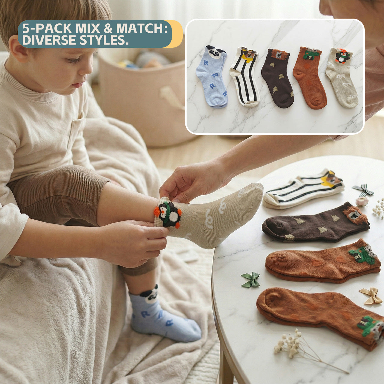 AGOGOLIFE Kids Cotton Socks – 5-Pack