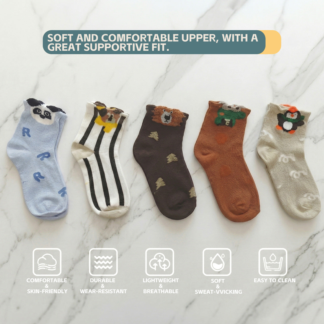 AGOGOLIFE Kids Cotton Socks – 5-Pack