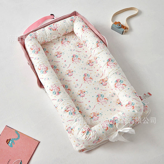 AGOGOLIFE  Baby Lounger – Portable Newborn Nest with Pillow & Foldable Mattress, Soft Cotton Crib for Travel or Home-50