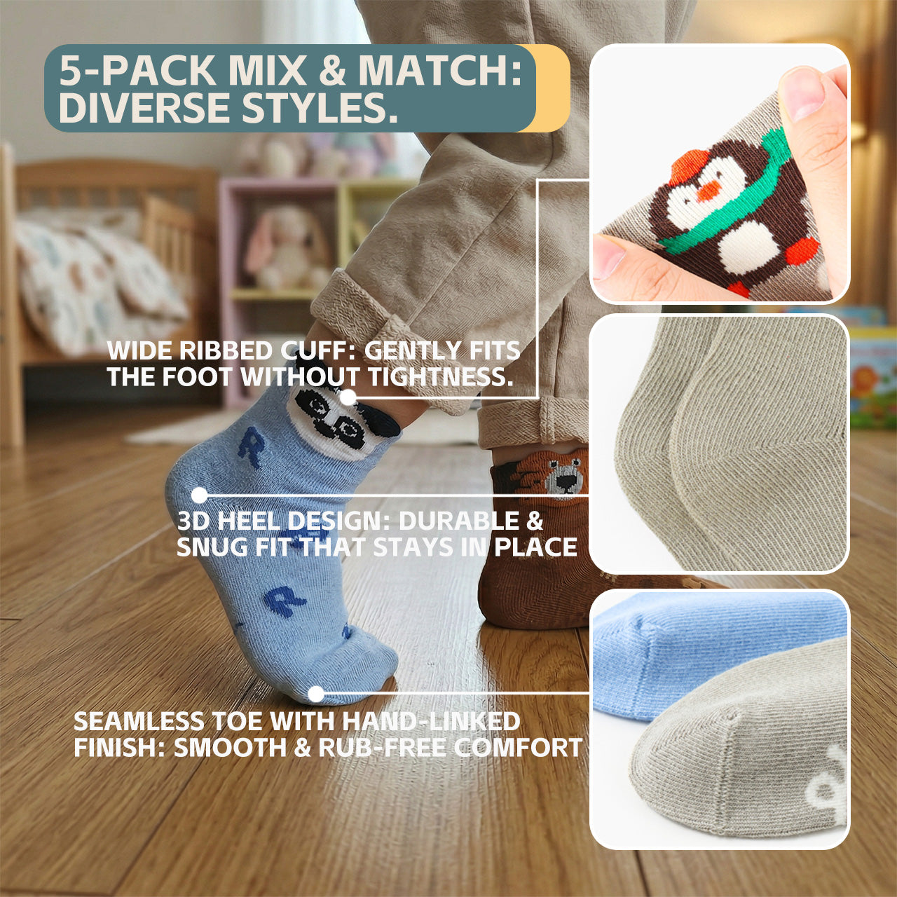 AGOGOLIFE Kids Cotton Socks – 5-Pack
