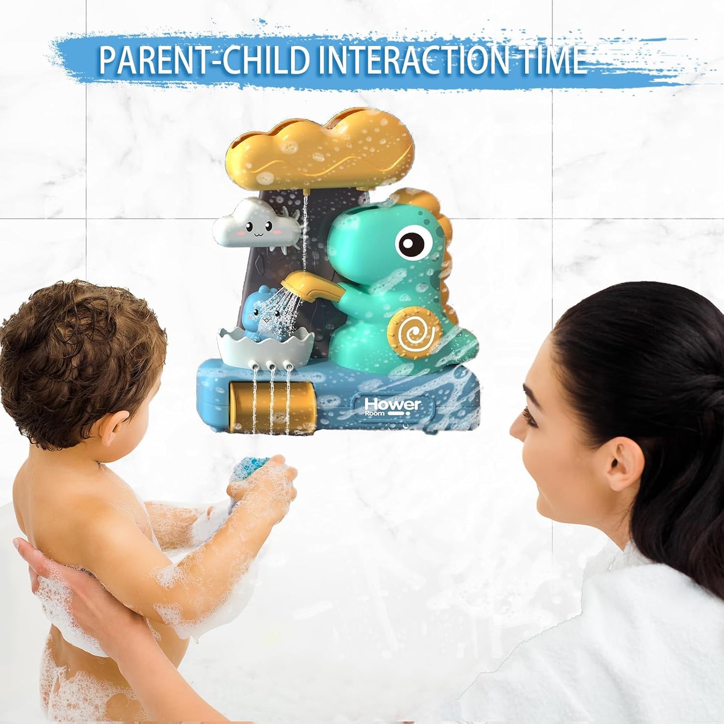 🦖 Dinosaur Bath Time Toy – Rainfall Water Play Toy for Toddlers with Cloud Pouring, Spinners & Strong Suction Base