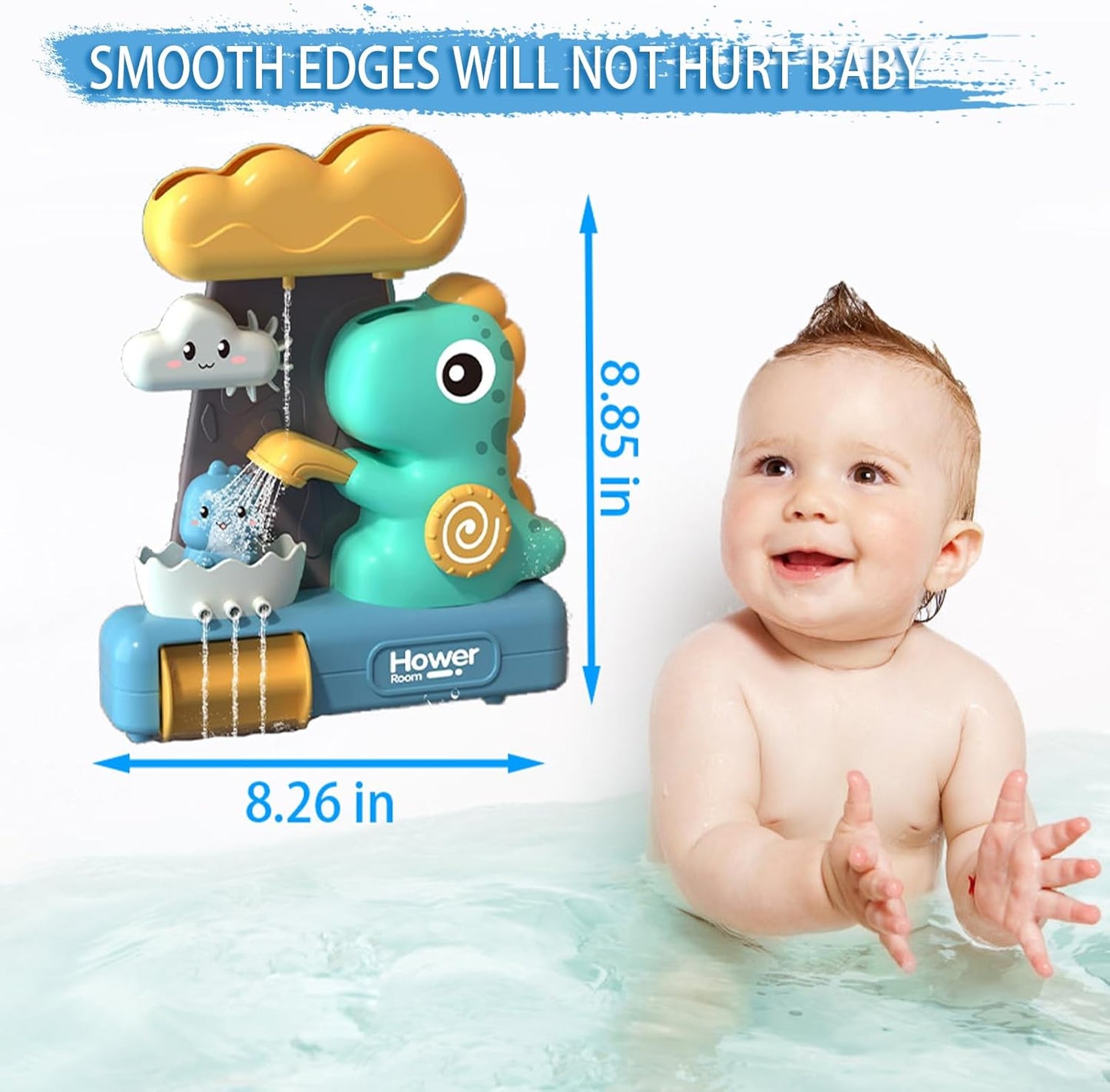 🦖 Dinosaur Bath Time Toy – Rainfall Water Play Toy for Toddlers with Cloud Pouring, Spinners & Strong Suction Base