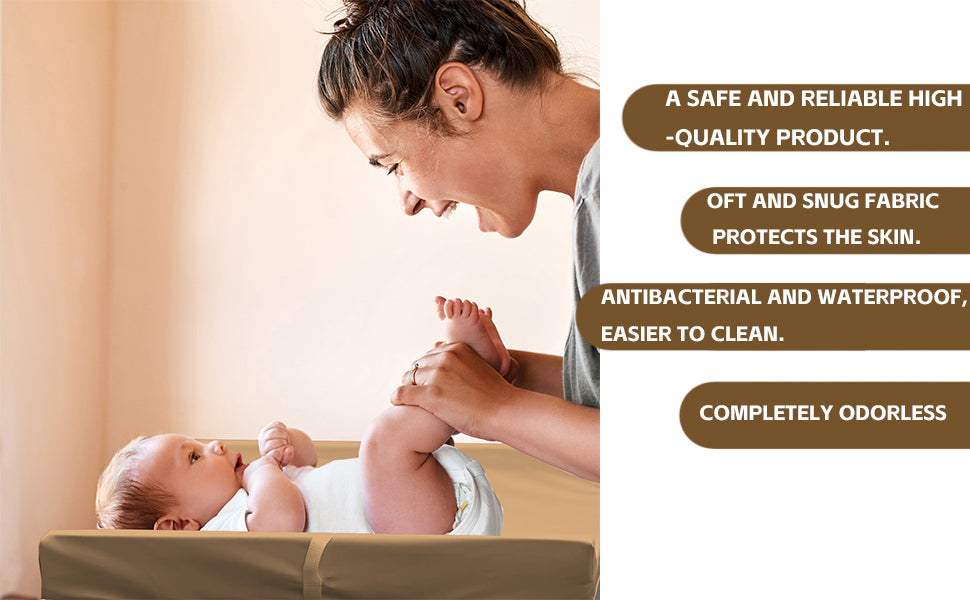 AGOGOLIFE BABY Changing Pad – Waterproof PU Leather, Soft Cushioned Mat with Safety Strap for Comfortable Nappy Changes-COFFE
