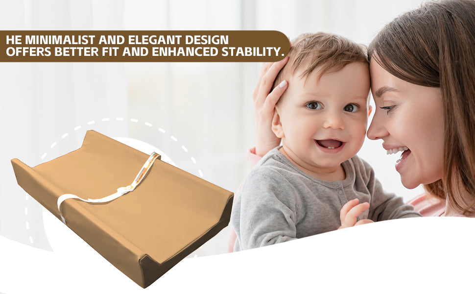 AGOGOLIFE BABY Changing Pad – Waterproof PU Leather, Soft Cushioned Mat with Safety Strap for Comfortable Nappy Changes-COFFE