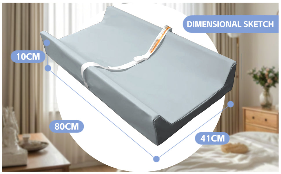 AGOGOLIFE BABY Changing Pad – Waterproof PU Leather, Soft Cushioned Mat with Safety Strap for Comfortable Nappy Changes