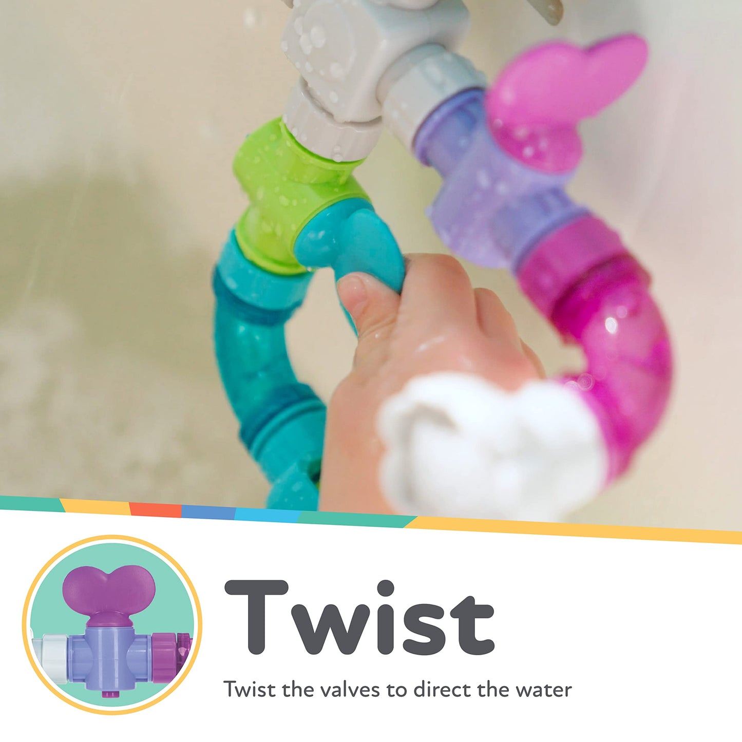 Interactive Kids Bath Waterfall Toy – Wall-Mounted Tub Playset with Pouring Cup, Spinning Gears, Water Valves & Shower Head – Fun Sensory Bath Toy for Toddlers and Babies